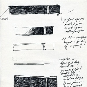 “Paradox”, 1986, 36” x 80”, Ink on rice paper, woodcut. Horiz.